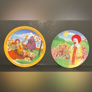 Lot Of 2 Vintage Ronald McDonald & Grimace Plates Melamine Lexington 1977 & 1989